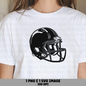 Football Helmet SVG PNG Black Helmet Illustration Line Art Helmet Design Cricut Silhouette Canva Commercial Use POD