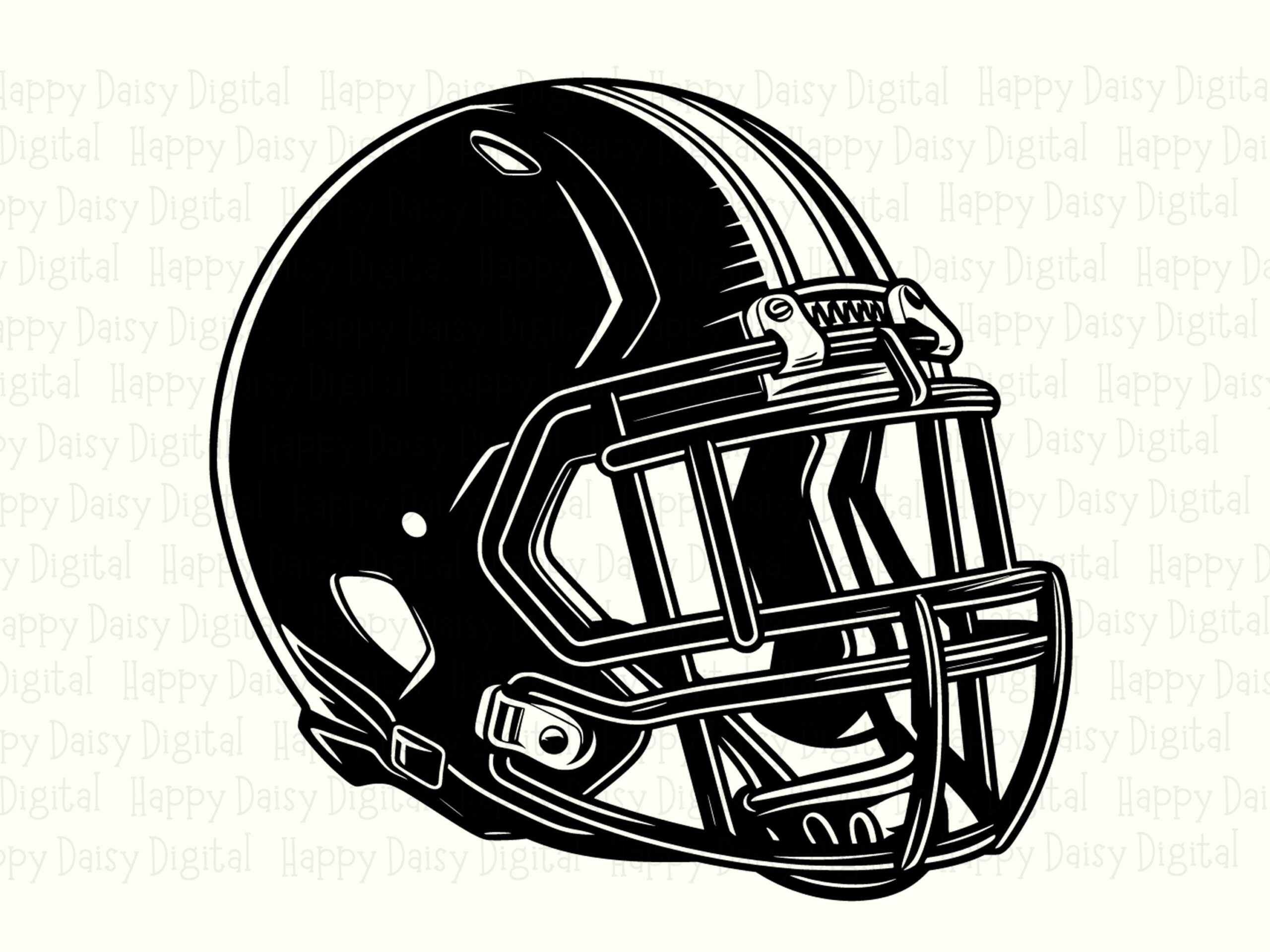 Football Helmet SVG PNG Black Helmet Alt Design Line Art Helmet Design Cricut Silhouette Canva Commercial Use POD - Image 2