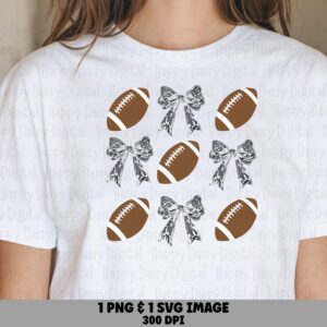 Football And Bows SVG PNG Football Bow Grid Icon Grid Design Cricut Silhouette Canva Commercial Use POD