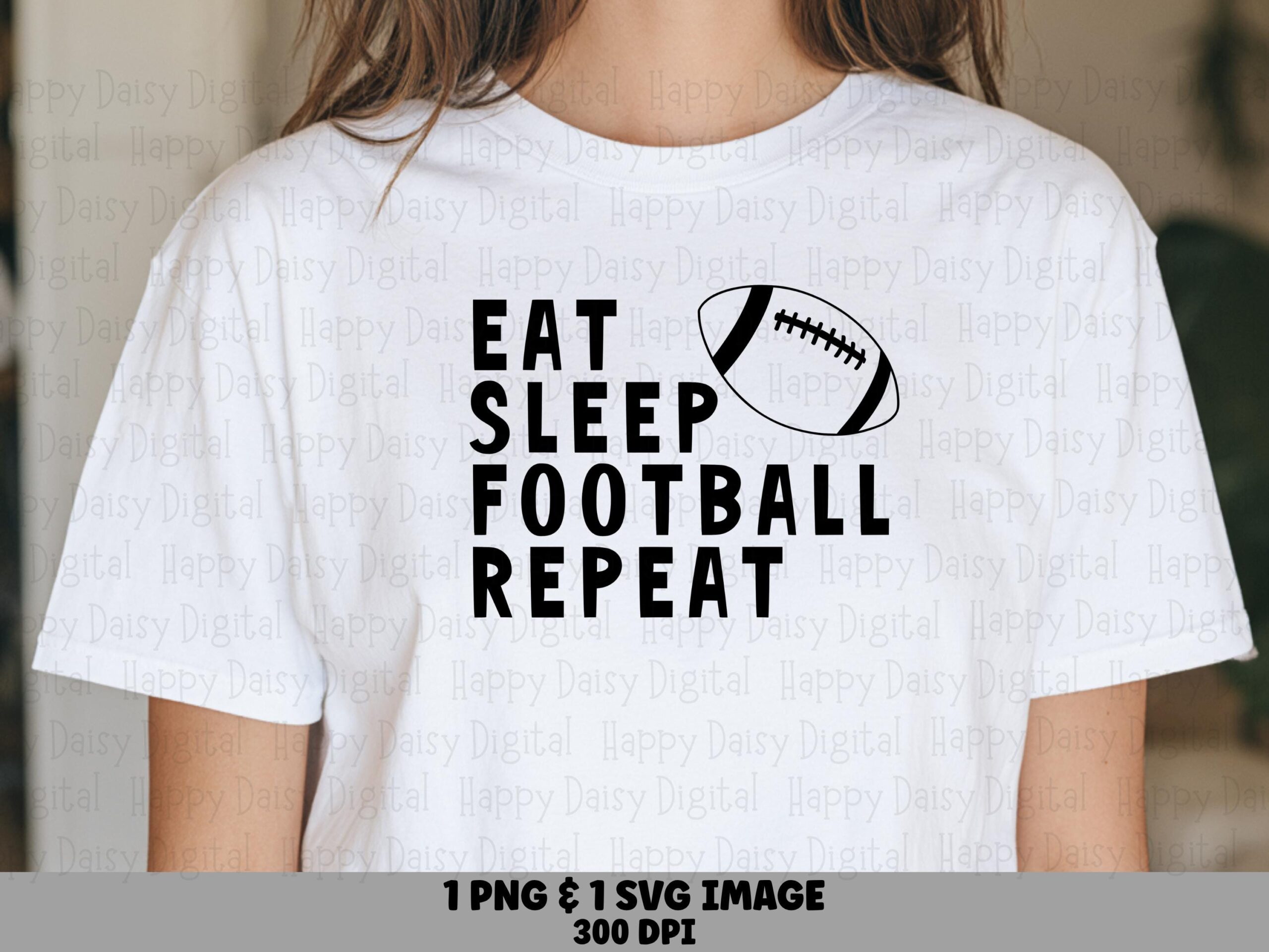 Eat Sleep Football Repeat SVG PNG Eat Sleep Football Text Simple Text Design Cricut Silhouette Canva Commercial Use POD
