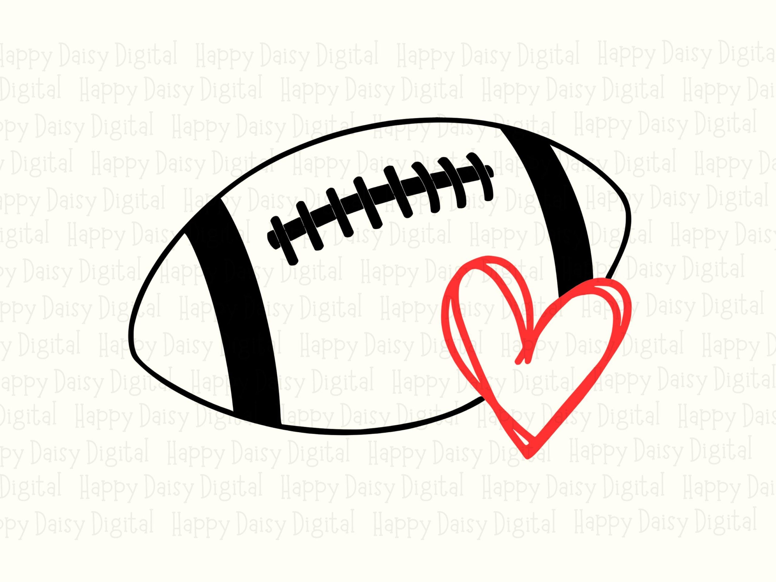 Football Illustration With Heart SVG PNG Football Heart Design Heart Accent Illustration Cricut Silhouette Canva Commercial Use POD - Image 2