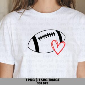 Football Illustration With Heart SVG PNG Football Heart Design Heart Accent Illustration Cricut Silhouette Canva Commercial Use POD