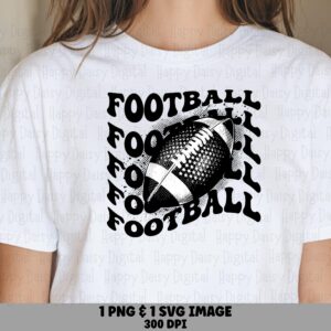 Football SVG PNG Football Stacked Grid Repeated Text Pattern Cricut Silhouette Canva Commercial Use POD