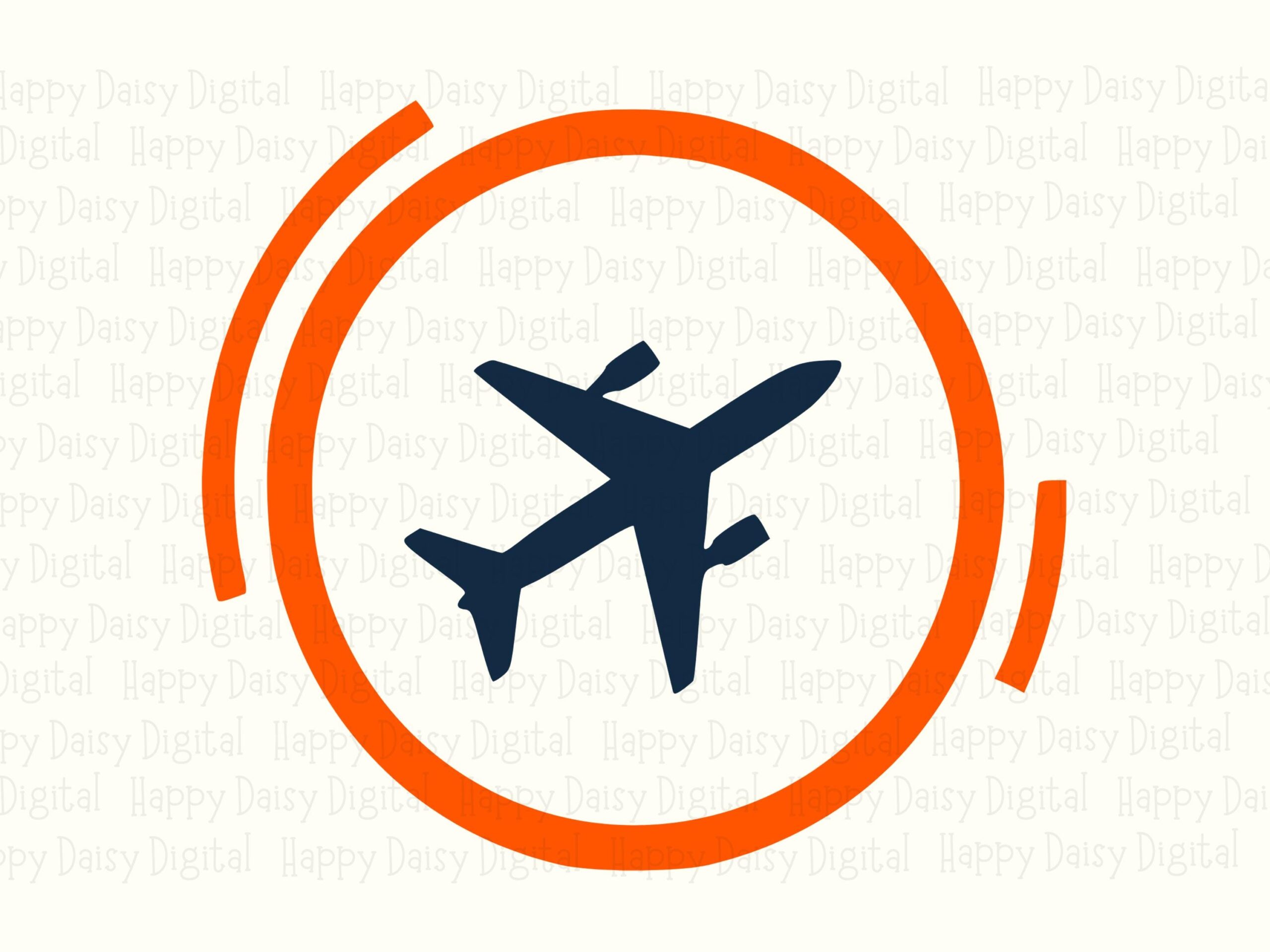 Airplane Circle Badge PNG SVG | Orange Ring Jet Design Sublimation Commercial Use POD - Image 2