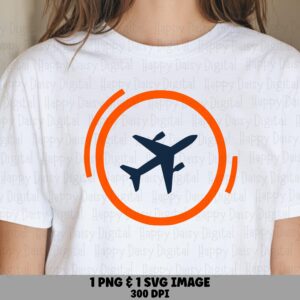 Airplane Circle Badge PNG SVG | Orange Ring Jet Design Sublimation Commercial Use POD