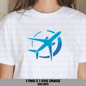 Blue Jet Globe PNG SVG | Modern Airplane Travel Design Sublimation Commercial Use POD