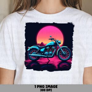 Motorcycle PNG | Retro Synthwave Sunset Design Sublimation Commercial Use POD