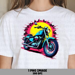 Motorcycle PNG | Pop Art Sunburst Design Sublimation Commercial Use POD