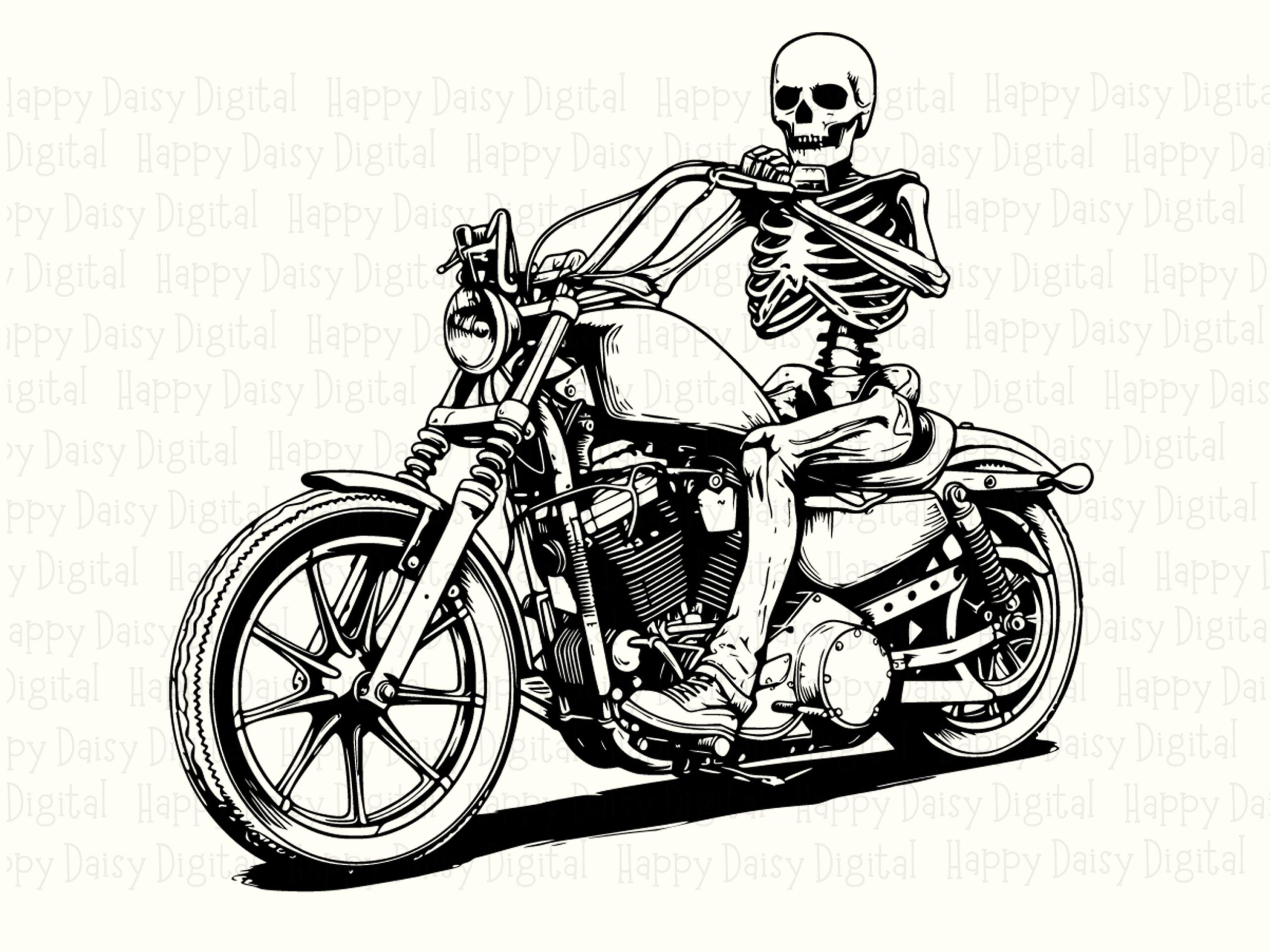 Skeleton Motorcycle PNG SVG | Biker Skeleton Design Sublimation Commercial Use POD - Image 2