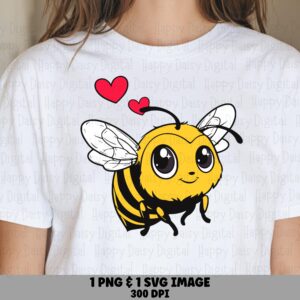 Bee With Hearts PNG SVG | Sublimation Commercial Use POD