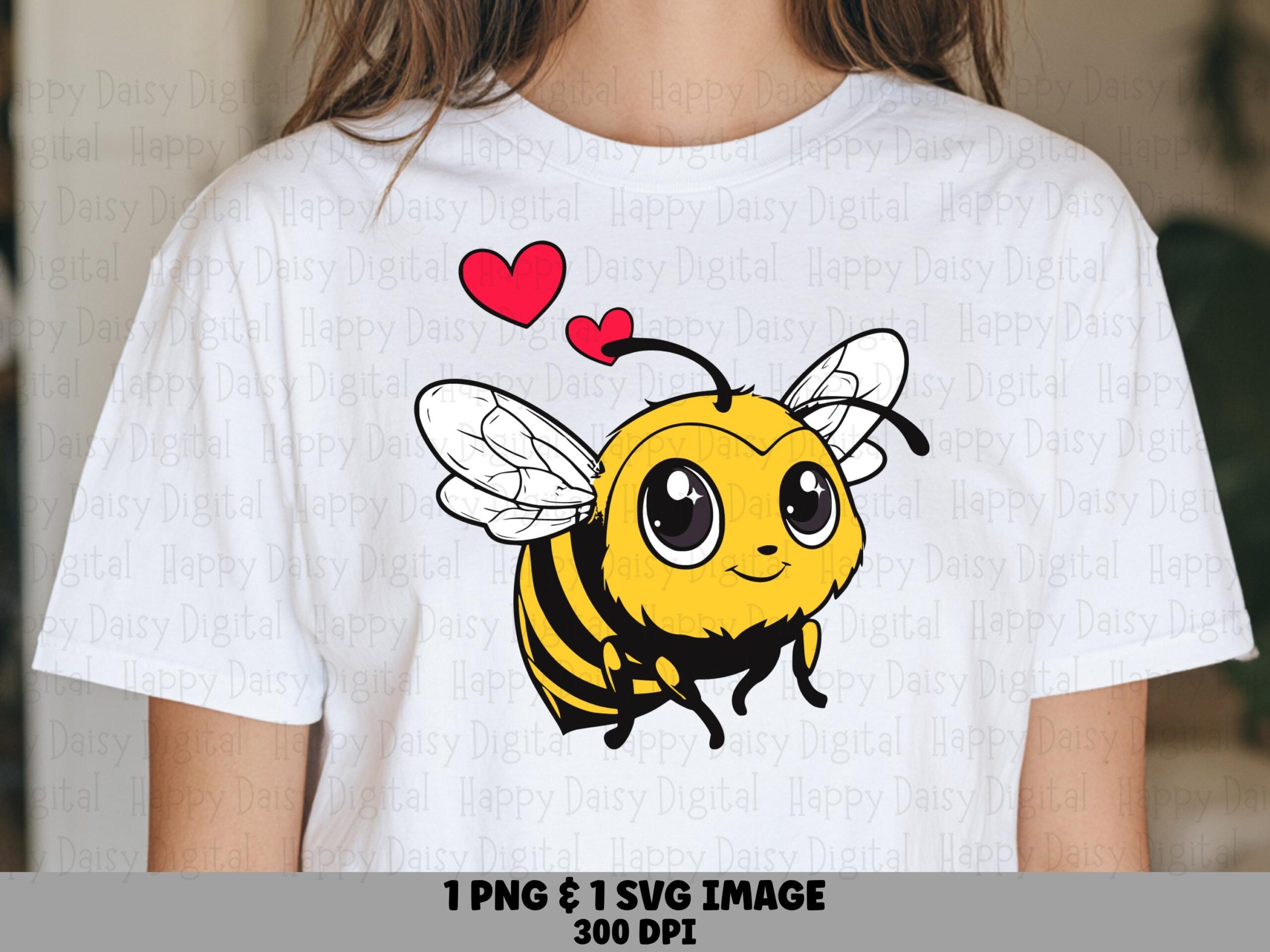 Bee With Hearts PNG SVG | Sublimation Commercial Use POD