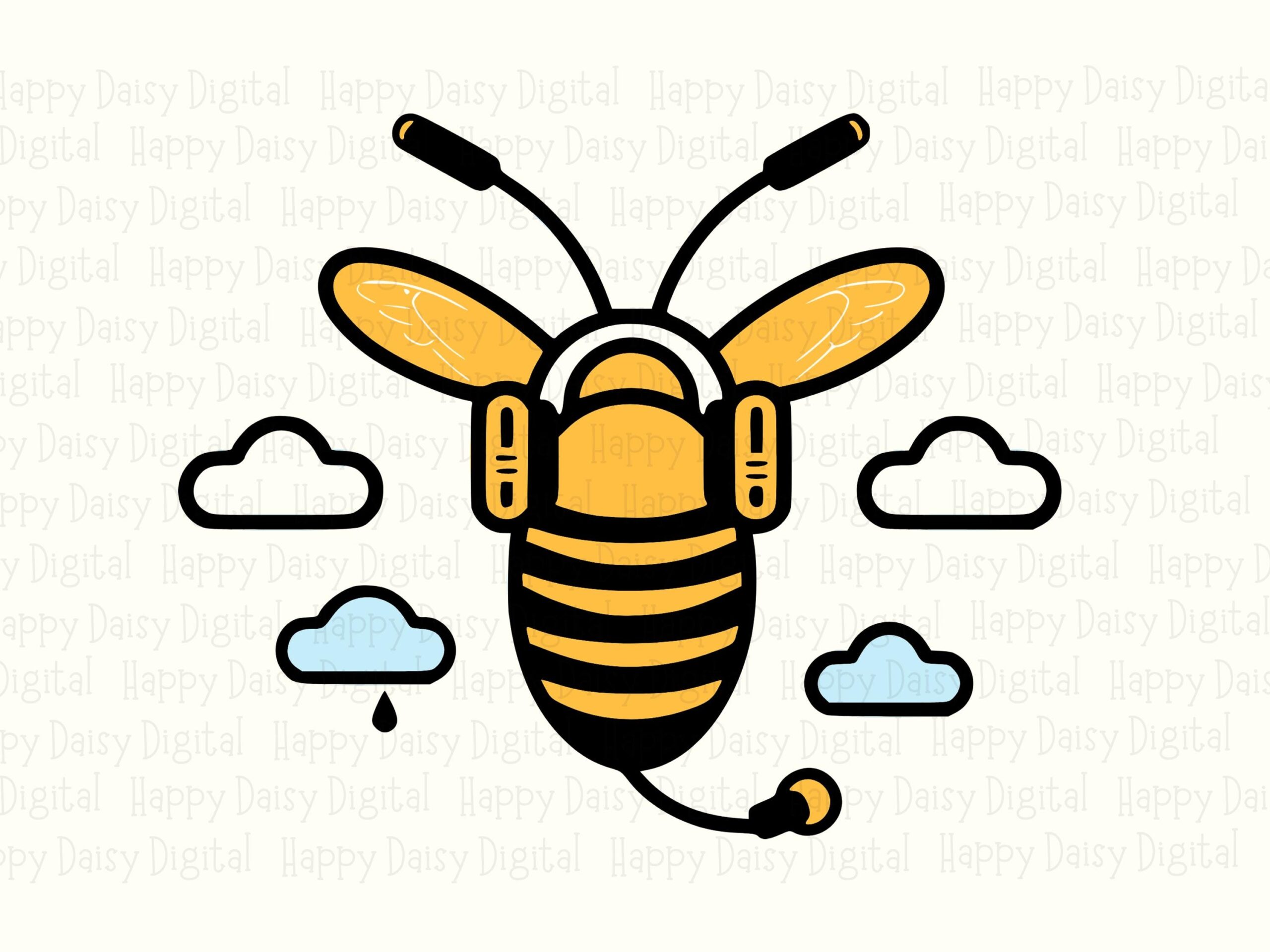Bee With Headphones PNG SVG | Sublimation Commercial Use POD - Image 2