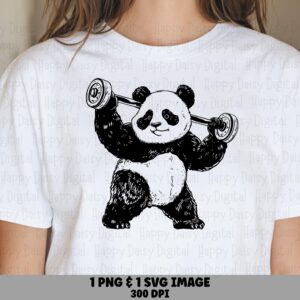 Panda Lifting Barbell PNG SVG | Sublimation Commercial Use POD