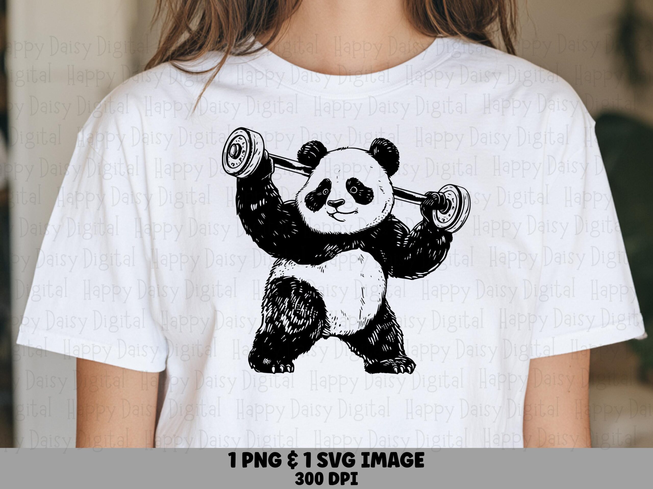 Panda Lifting Barbell PNG SVG | Sublimation Commercial Use POD