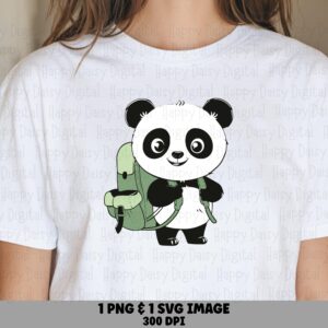 Panda With Backpack PNG SVG | Sublimation Commercial Use POD
