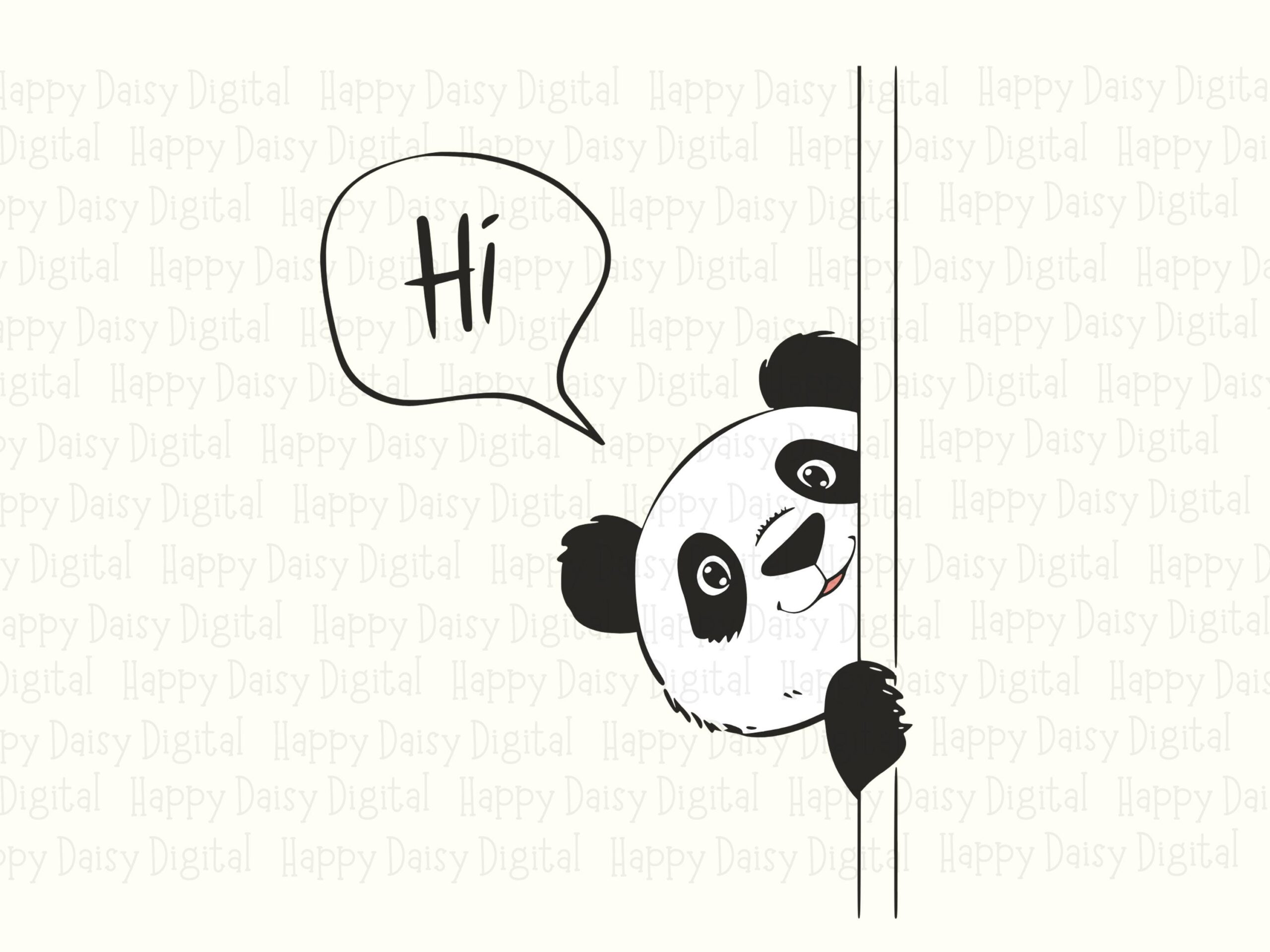 Peeking Panda Line Art PNG SVG | Sublimation Commercial Use POD - Image 2