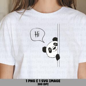 Peeking Panda Line Art PNG SVG | Sublimation Commercial Use POD