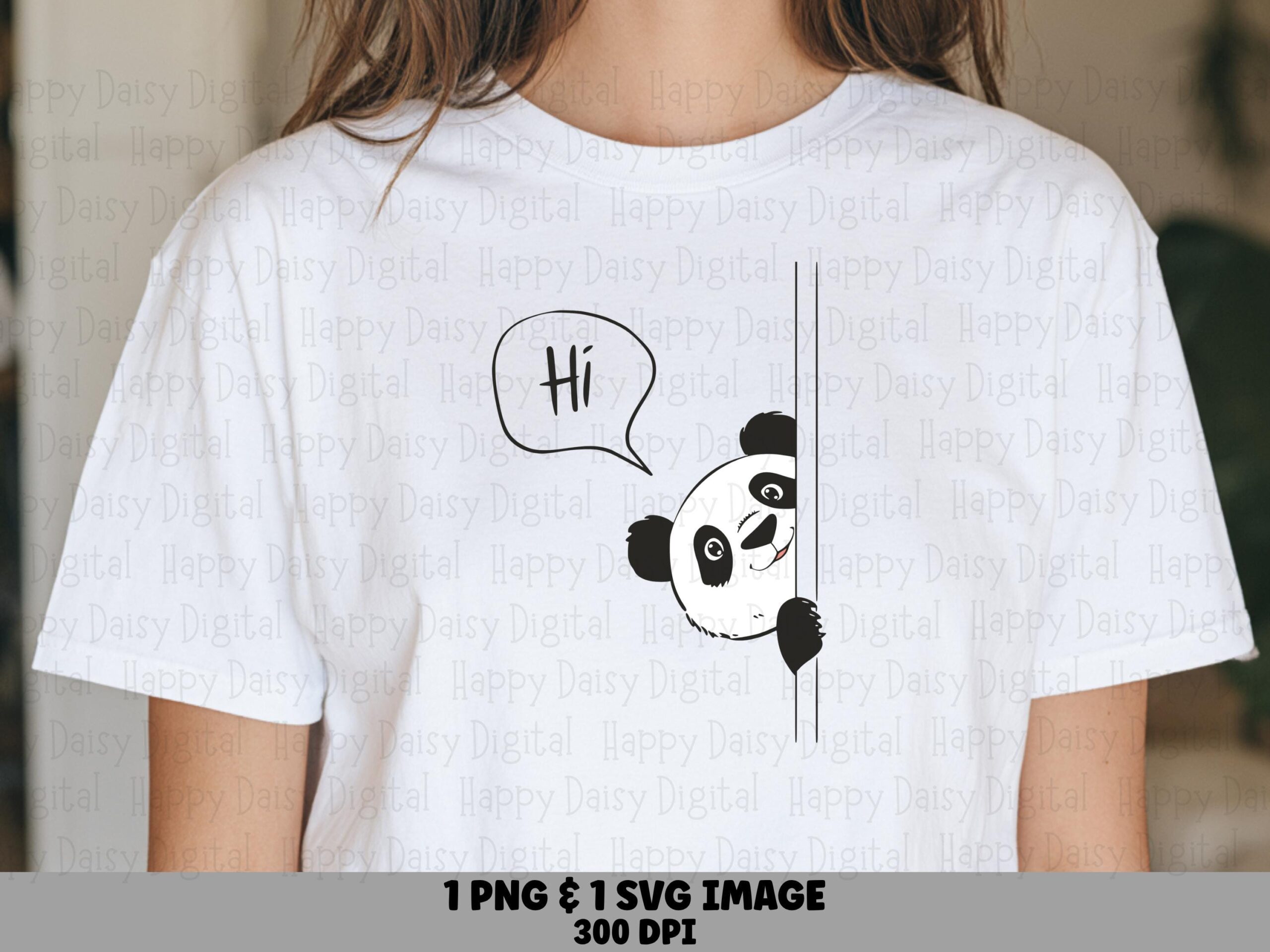 Peeking Panda Line Art PNG SVG | Sublimation Commercial Use POD