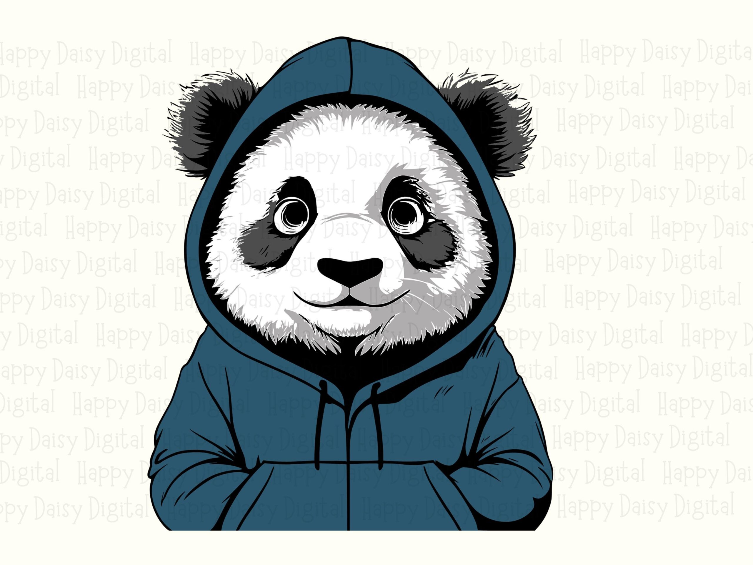 Panda In Blue Hoodie PNG SVG | Sublimation Commercial Use POD - Image 2