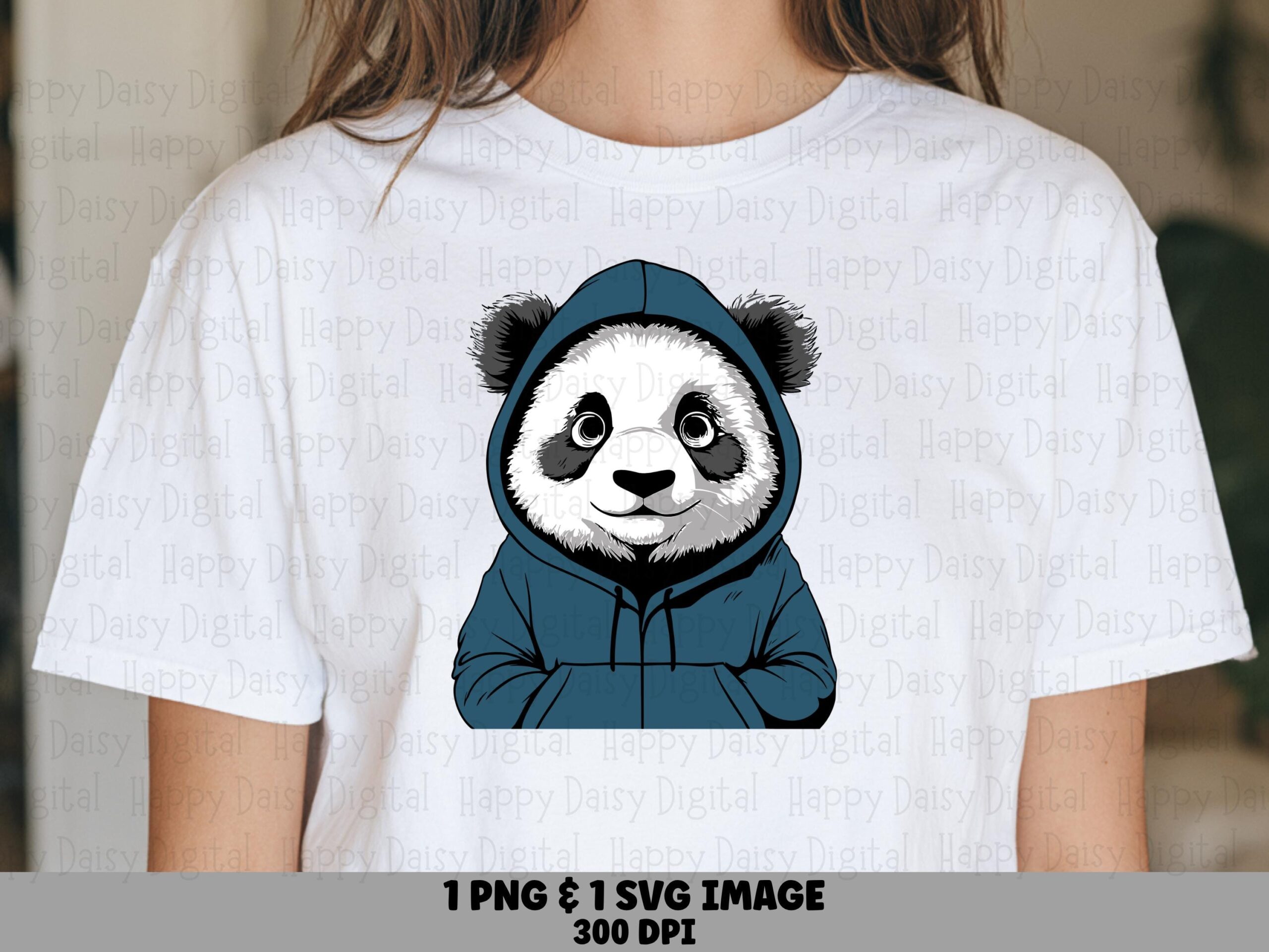Panda In Blue Hoodie PNG SVG | Sublimation Commercial Use POD