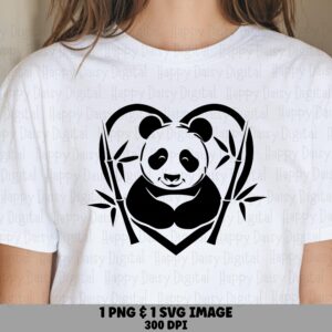 Panda Hugging Heart PNG SVG | Sublimation Commercial Use POD