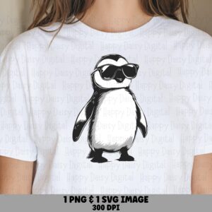 Penguin In Sunglasses PNG SVG | Sublimation Commercial Use POD