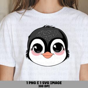 Penguin Face Close-Up PNG SVG | Sublimation Commercial Use POD