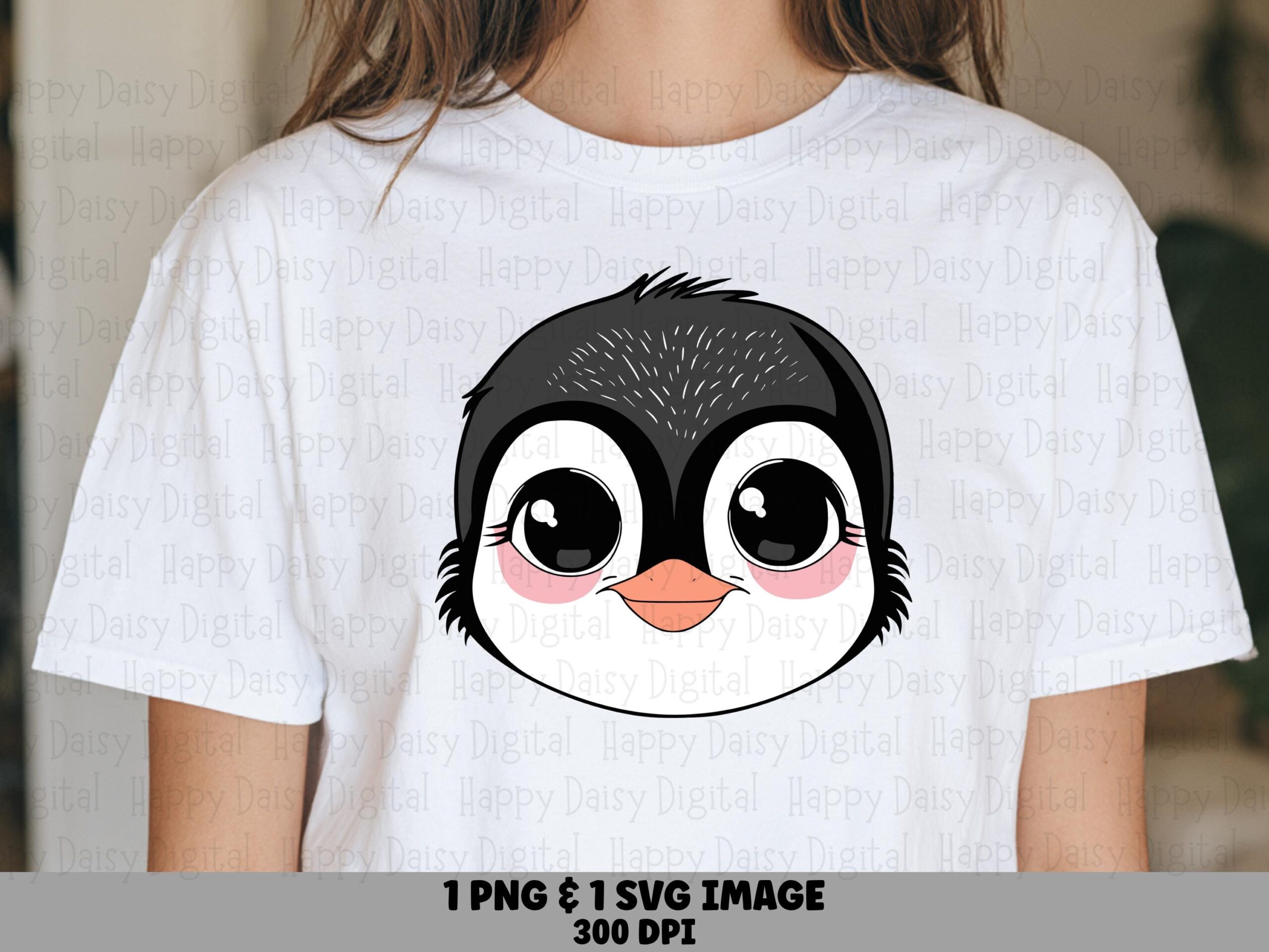 Penguin Face Close-Up PNG SVG | Sublimation Commercial Use POD
