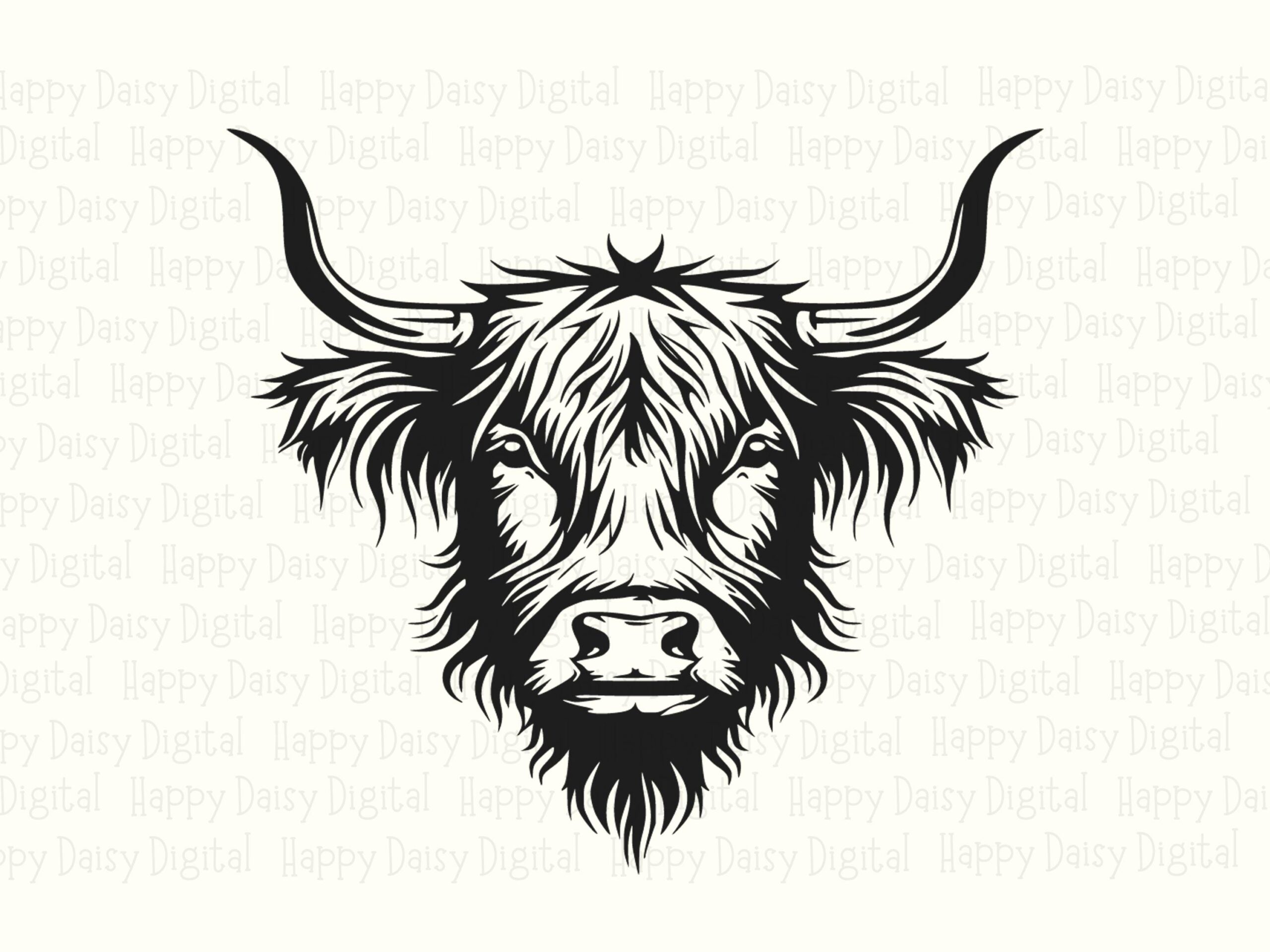 Fierce Highland Cow Face PNG SVG | Sublimation Commercial Use POD - Image 2