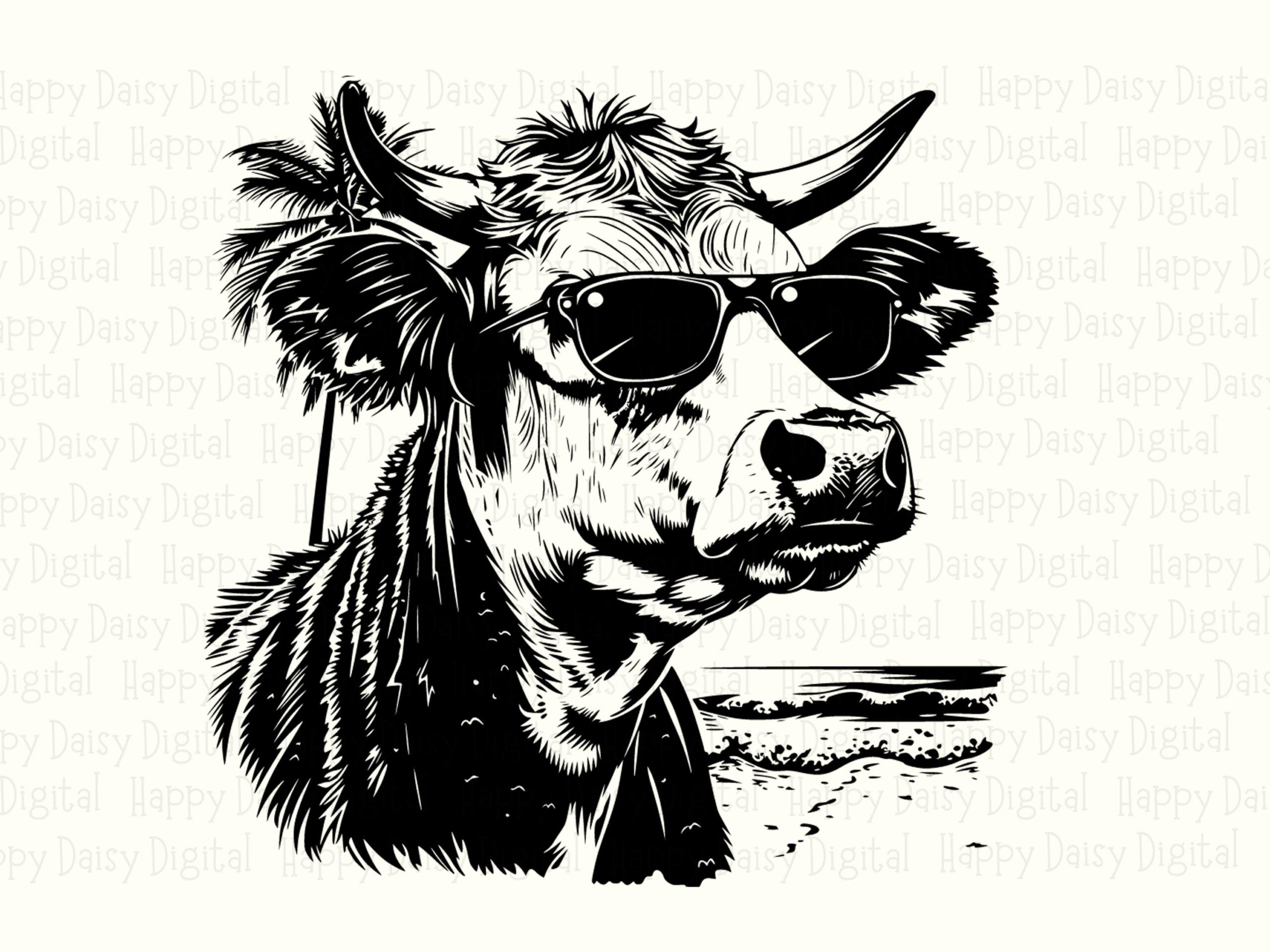Cow In Sunglasses Beach PNG SVG | Sublimation Commercial Use POD - Image 2