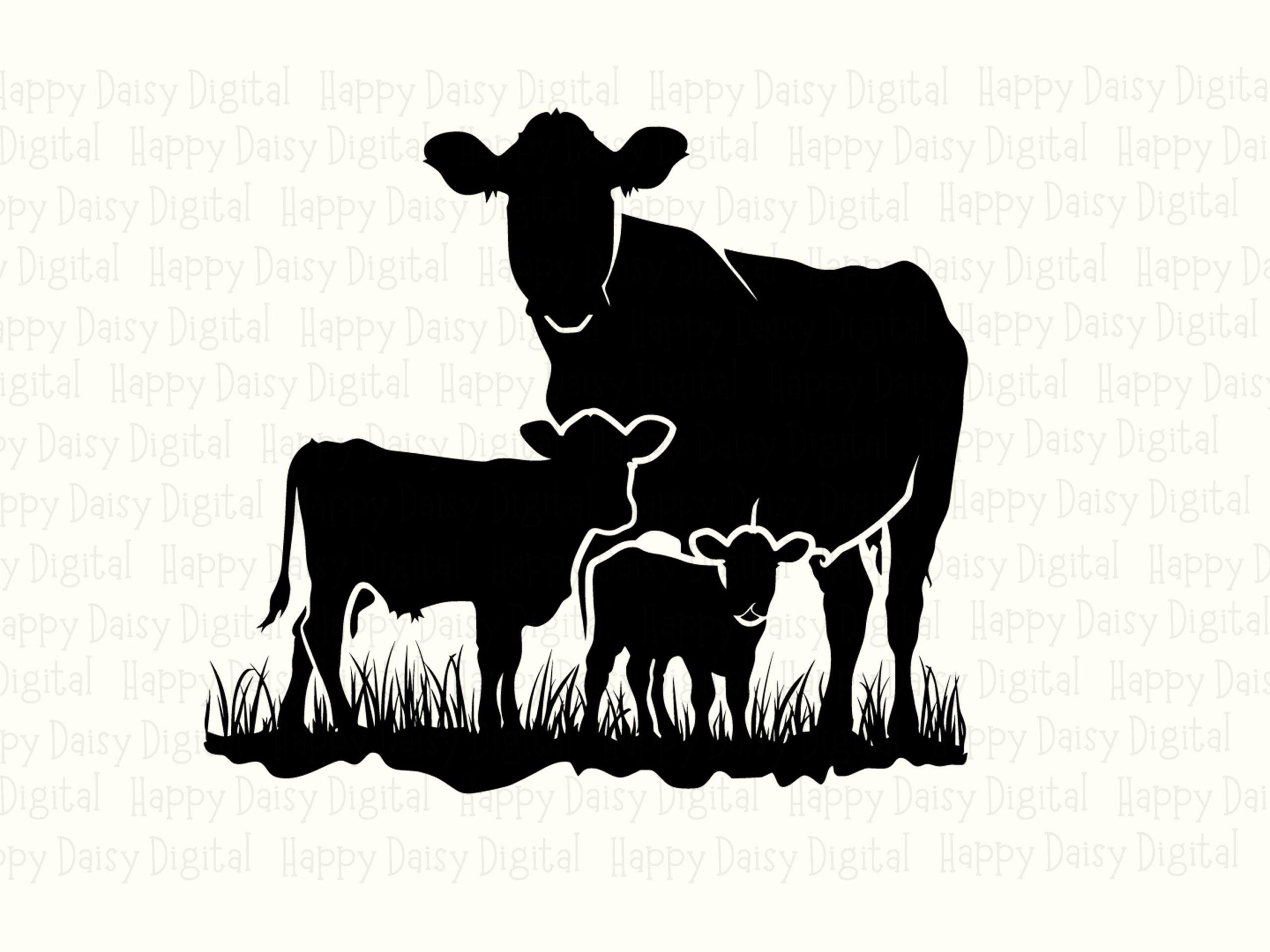 Cow Family Silhouette PNG SVG | Sublimation Commercial Use POD - Image 2