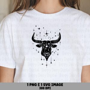 Mystic Bull With Stars PNG SVG | Sublimation Commercial Use POD