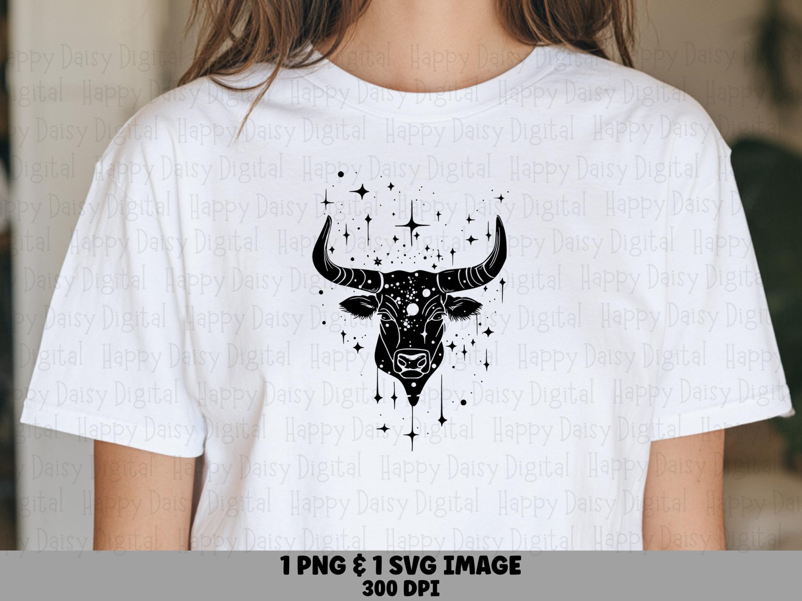 Mystic Bull With Stars PNG SVG | Sublimation Commercial Use POD