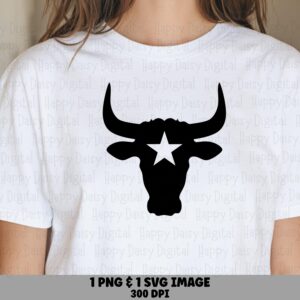 Star Bull Silhouette PNG SVG | Sublimation Commercial Use POD