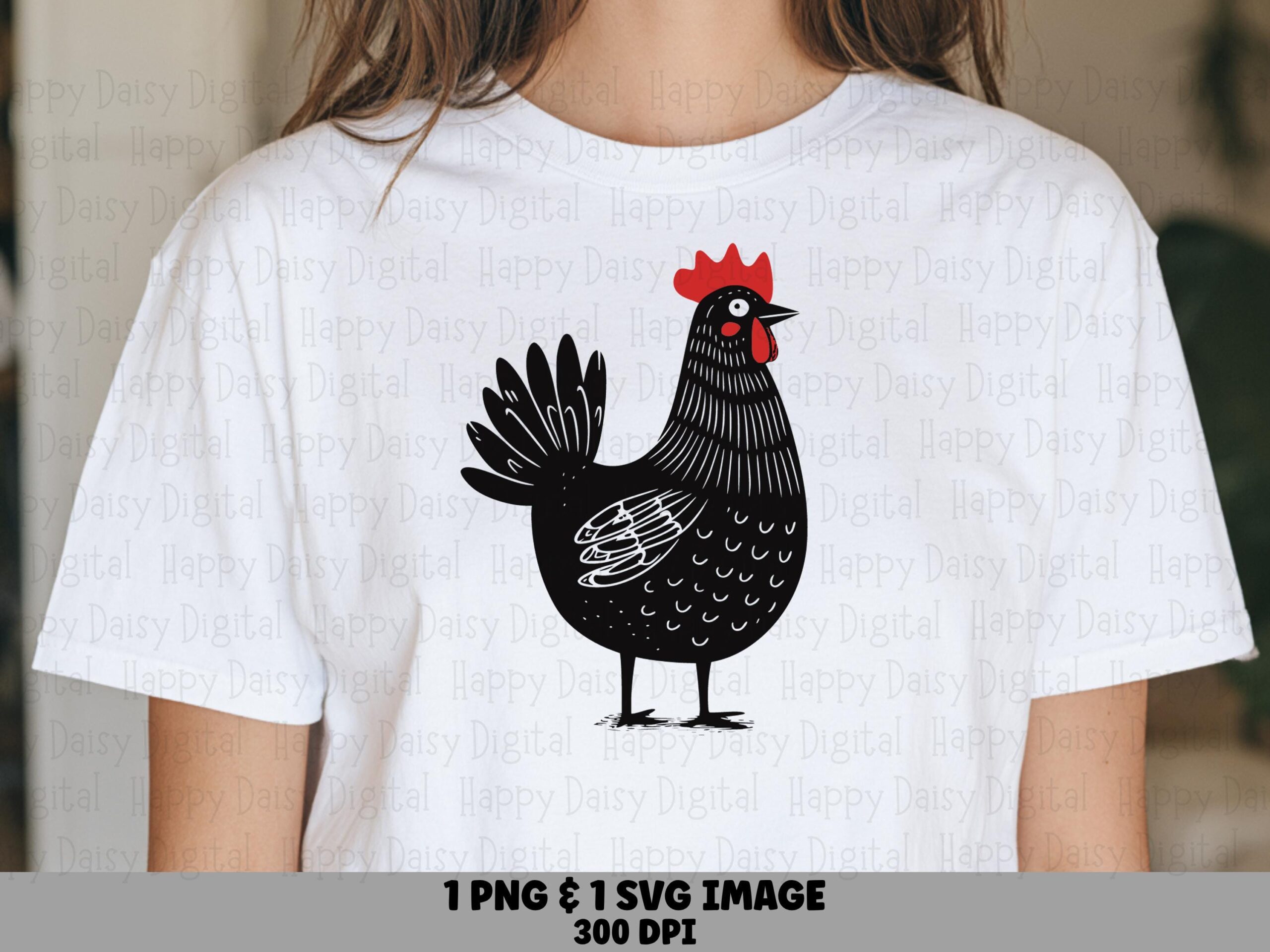 Black Hen Scratchboard PNG SVG | Sublimation Commercial Use POD