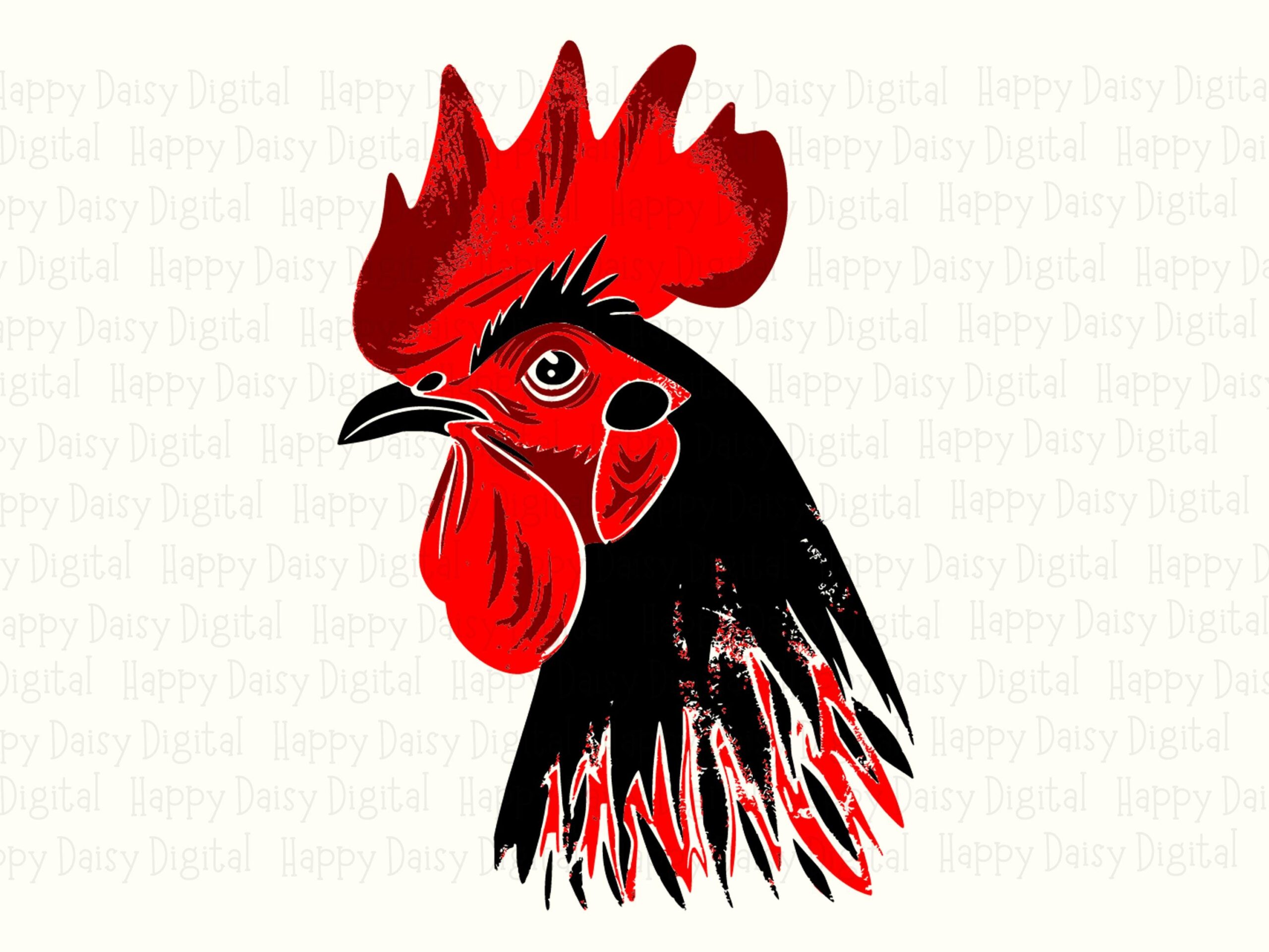 Grunge Rooster Head PNG SVG | Sublimation Commercial Use POD - Image 2