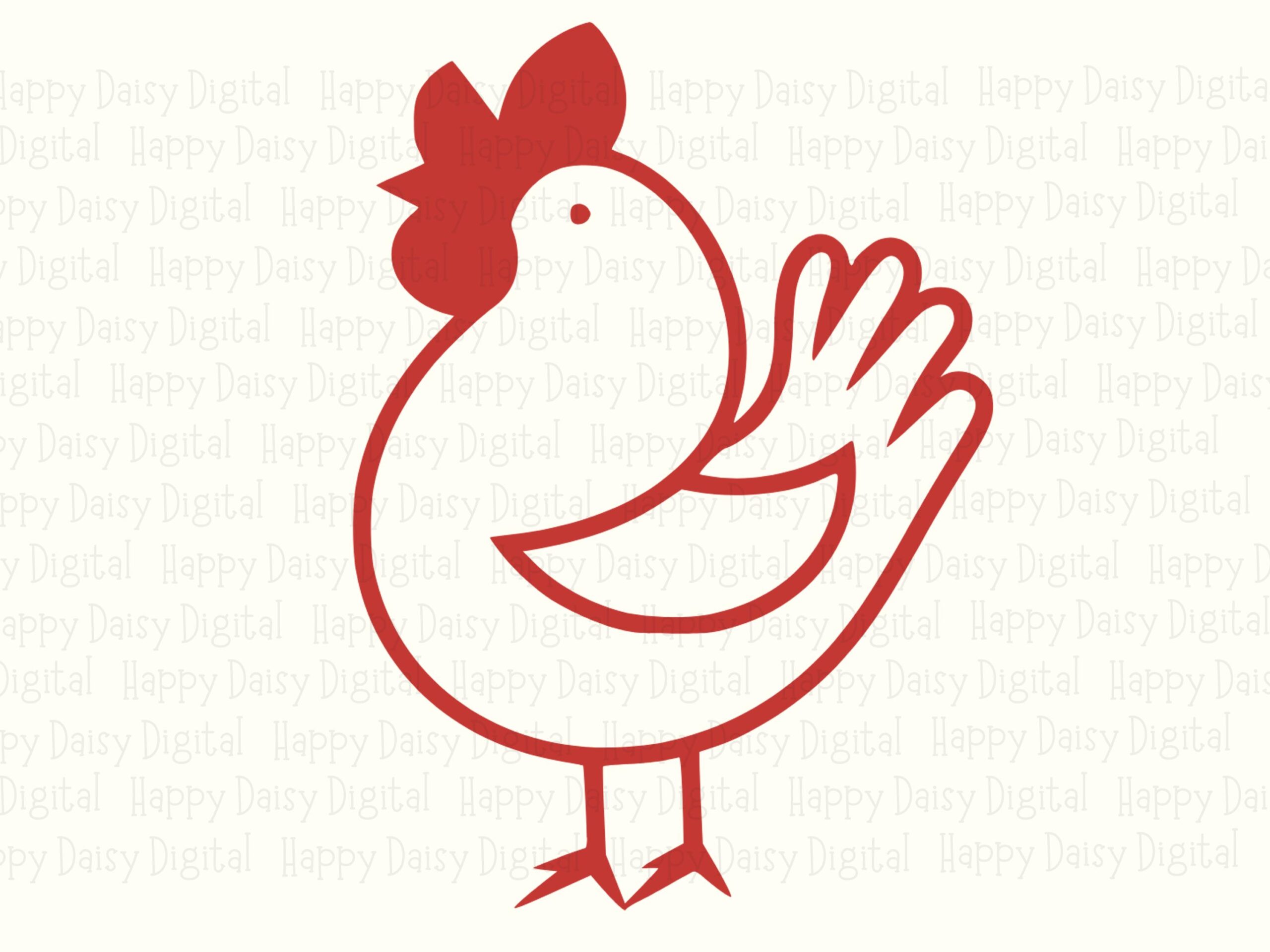 Simple Red Chicken Icon PNG SVG | Sublimation Commercial Use POD - Image 2