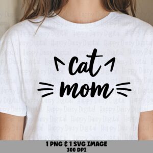 Cat Mom Script PNG SVG | Sublimation Commercial Use POD