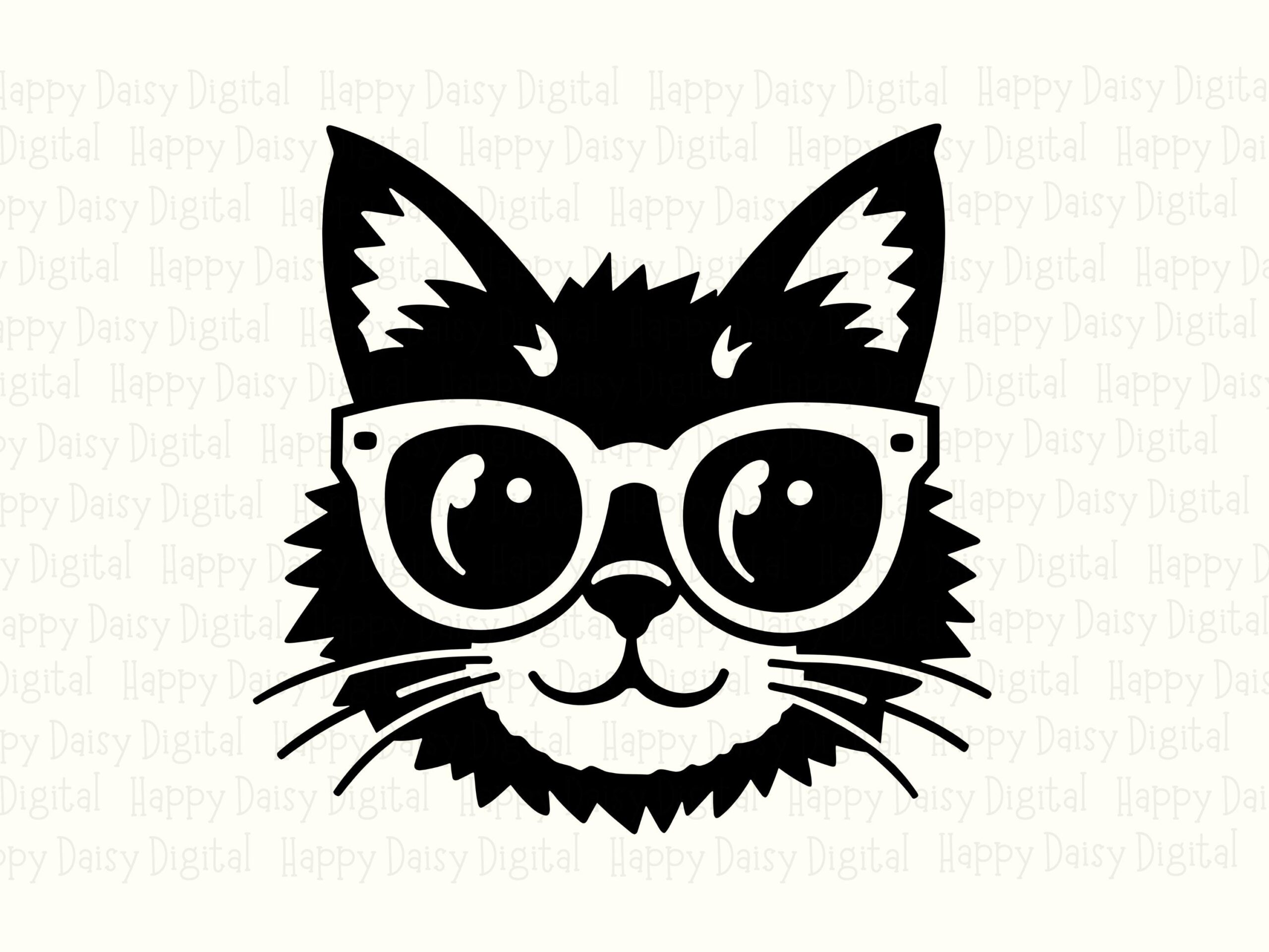 Glasses Cat Face PNG SVG | Sublimation Commercial Use POD - Image 2