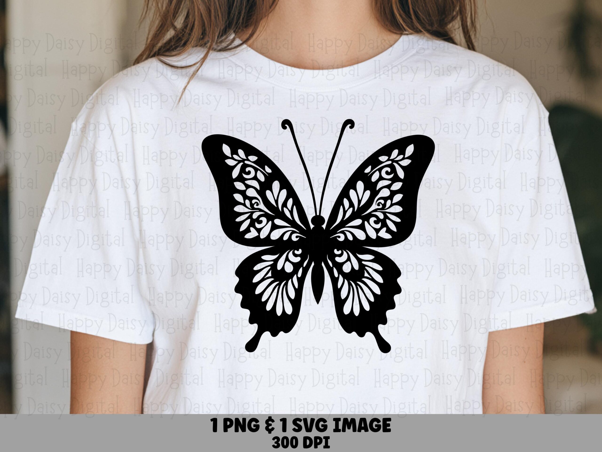 Ornate Butterfly Silhouette PNG SVG | Sublimation Commercial Use POD