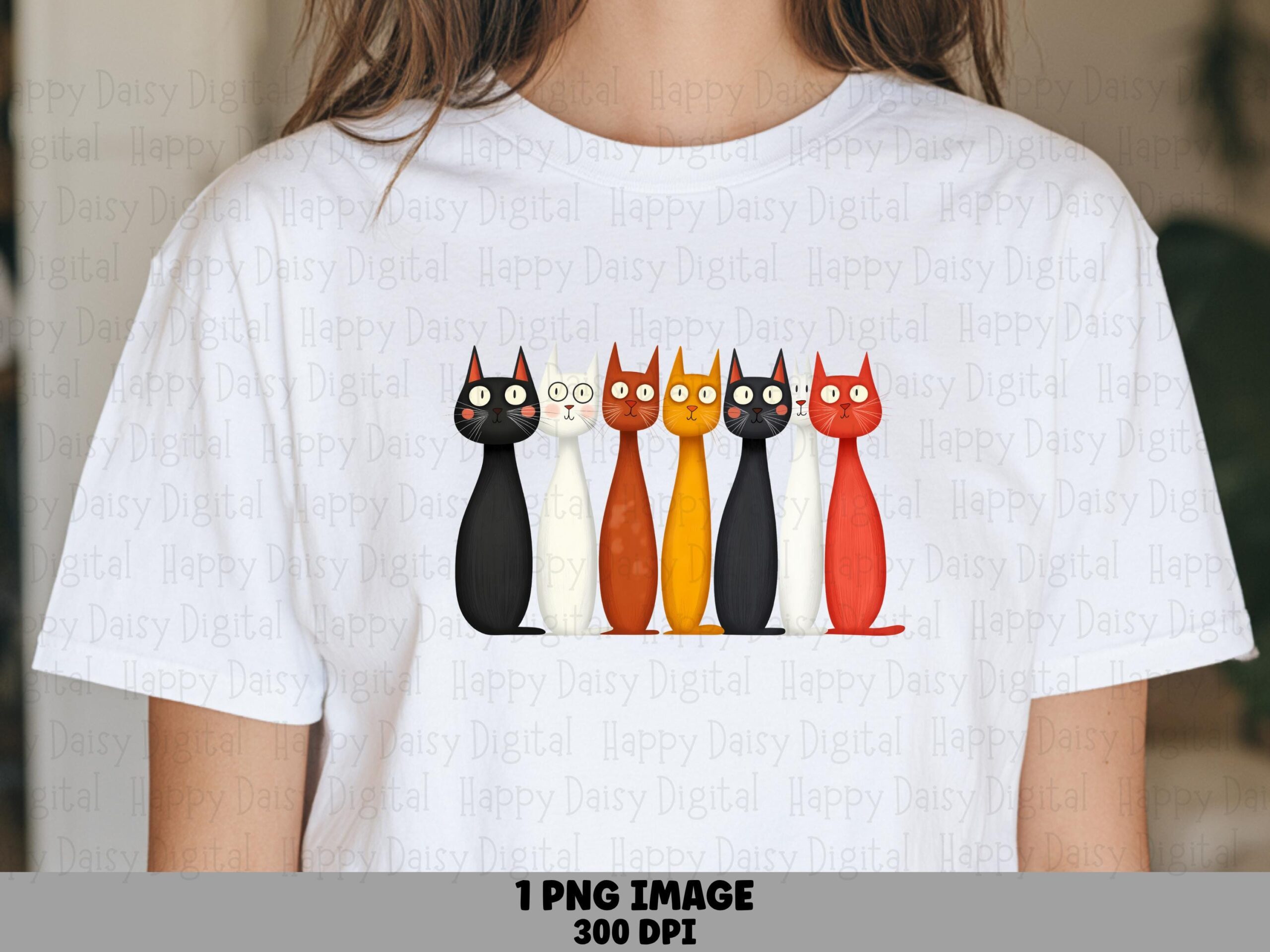 Row Of Mid-Century Cats PNG | Sublimation Commercial Use POD