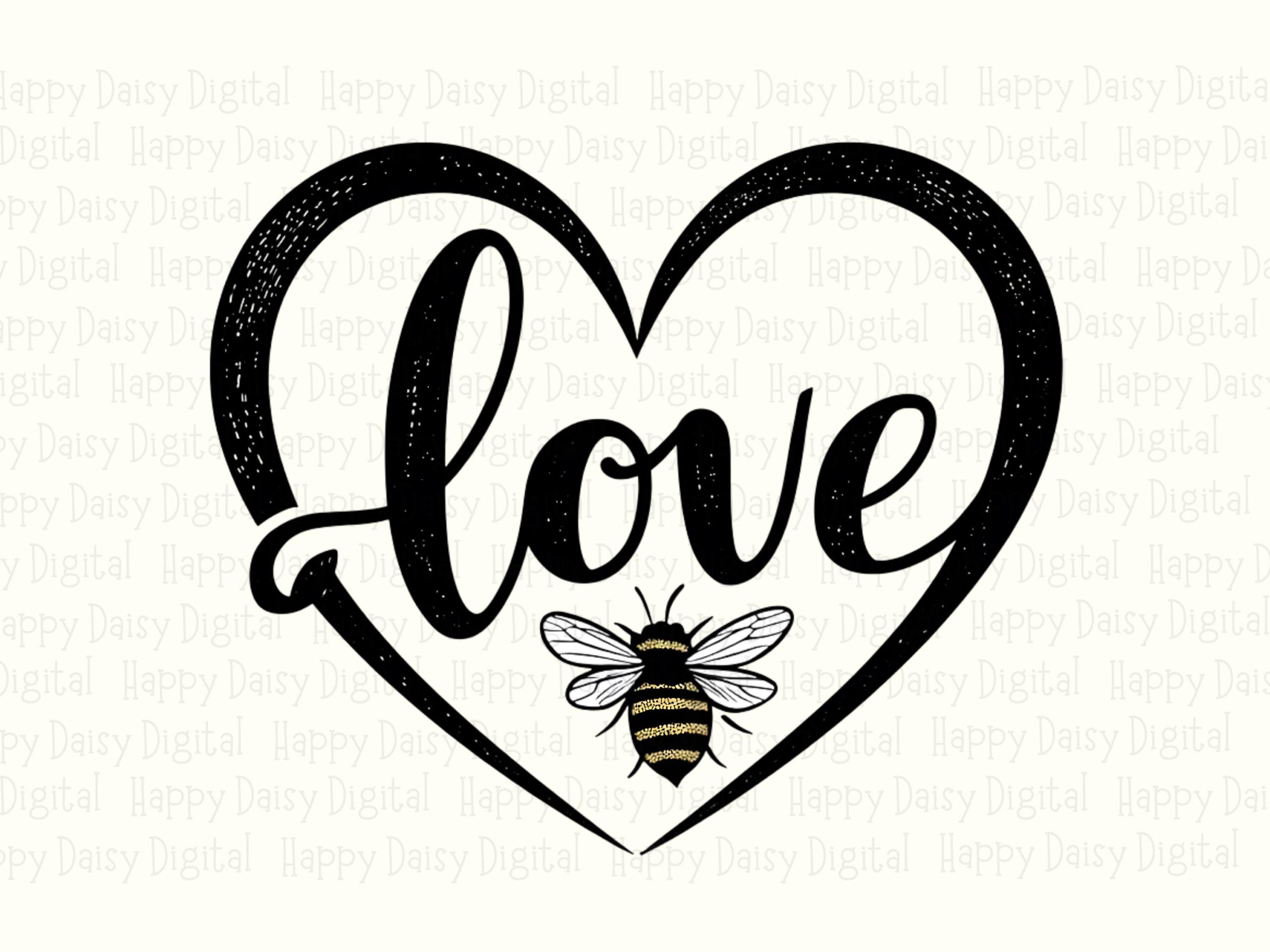 Love Script Bee, Valentine Sublimation Design PNG | Transparent 300 DPI File | Commercial Use, POD Friendly - Image 2