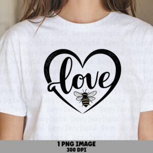 Love Script Bee, Valentine Sublimation Design PNG | Transparent 300 DPI File | Commercial Use, POD Friendly