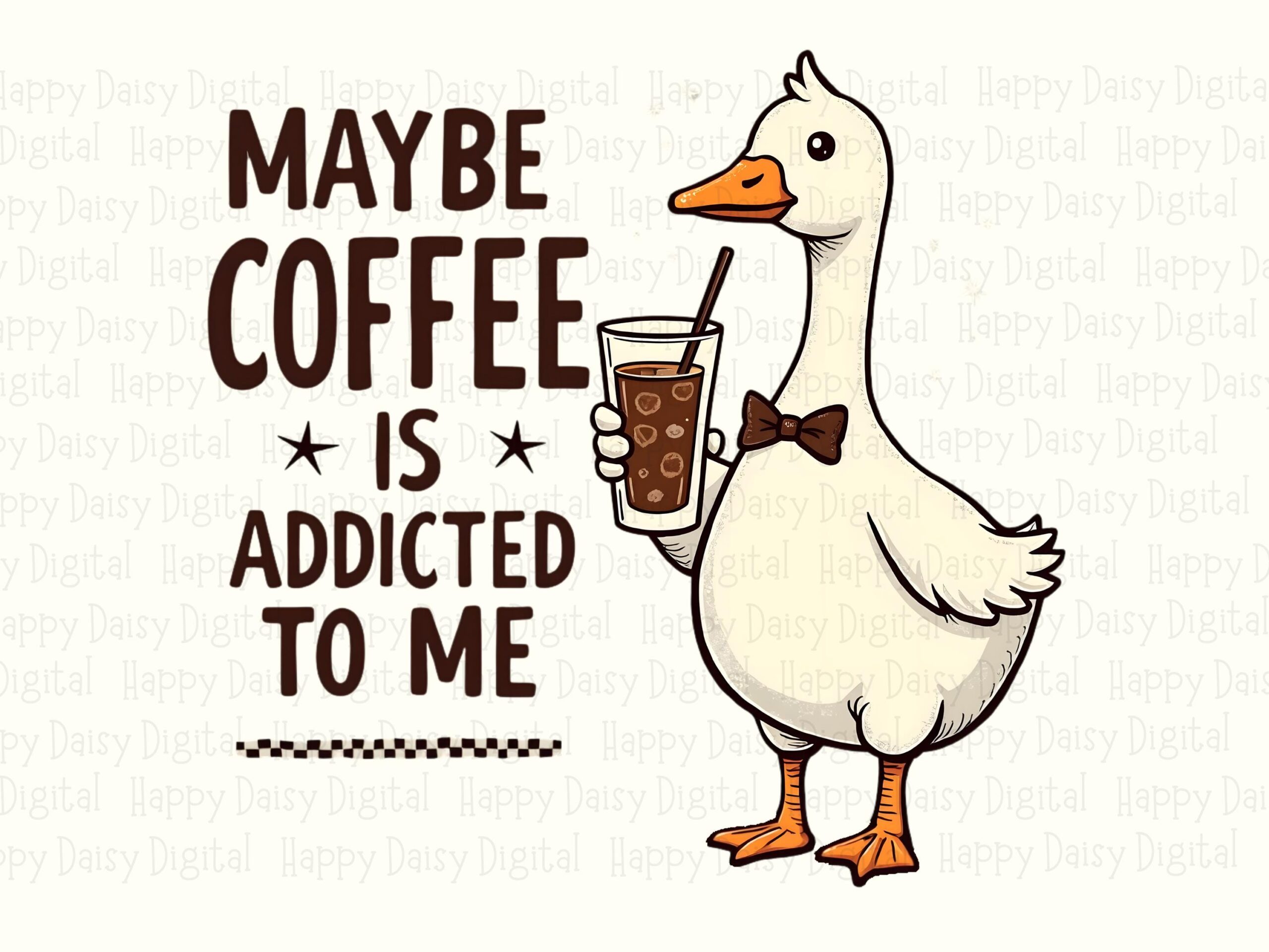 Coffee Addicted, Funny Goose PNG Design | Sublimation Clipart, Commercial Use, 300 DPI Transparent - Image 2