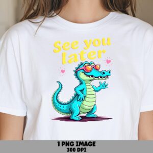 See You Later Gator, Cute Cartoon PNG Clipart | Pink Sunglasses Alligator, Transparent 300 DPI - Commercial Use