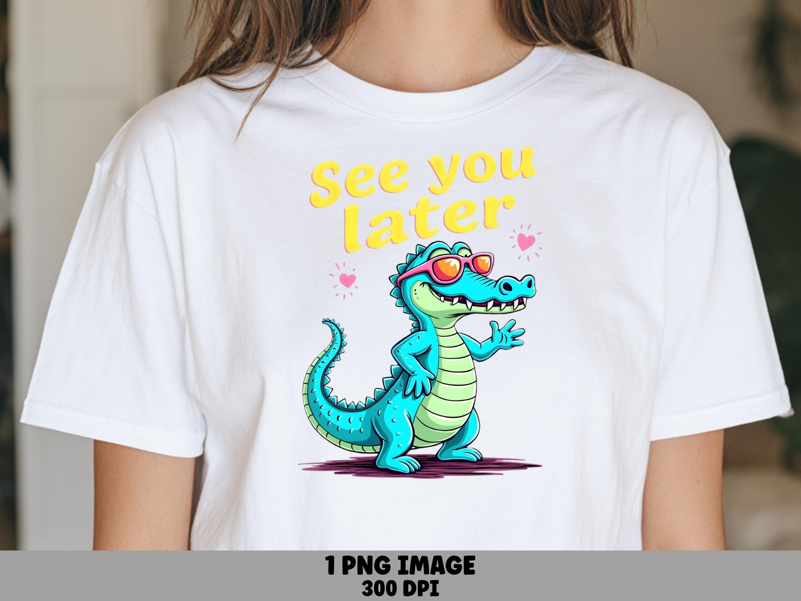 See You Later Gator, Cute Cartoon PNG Clipart | Pink Sunglasses Alligator, Transparent 300 DPI - Commercial Use
