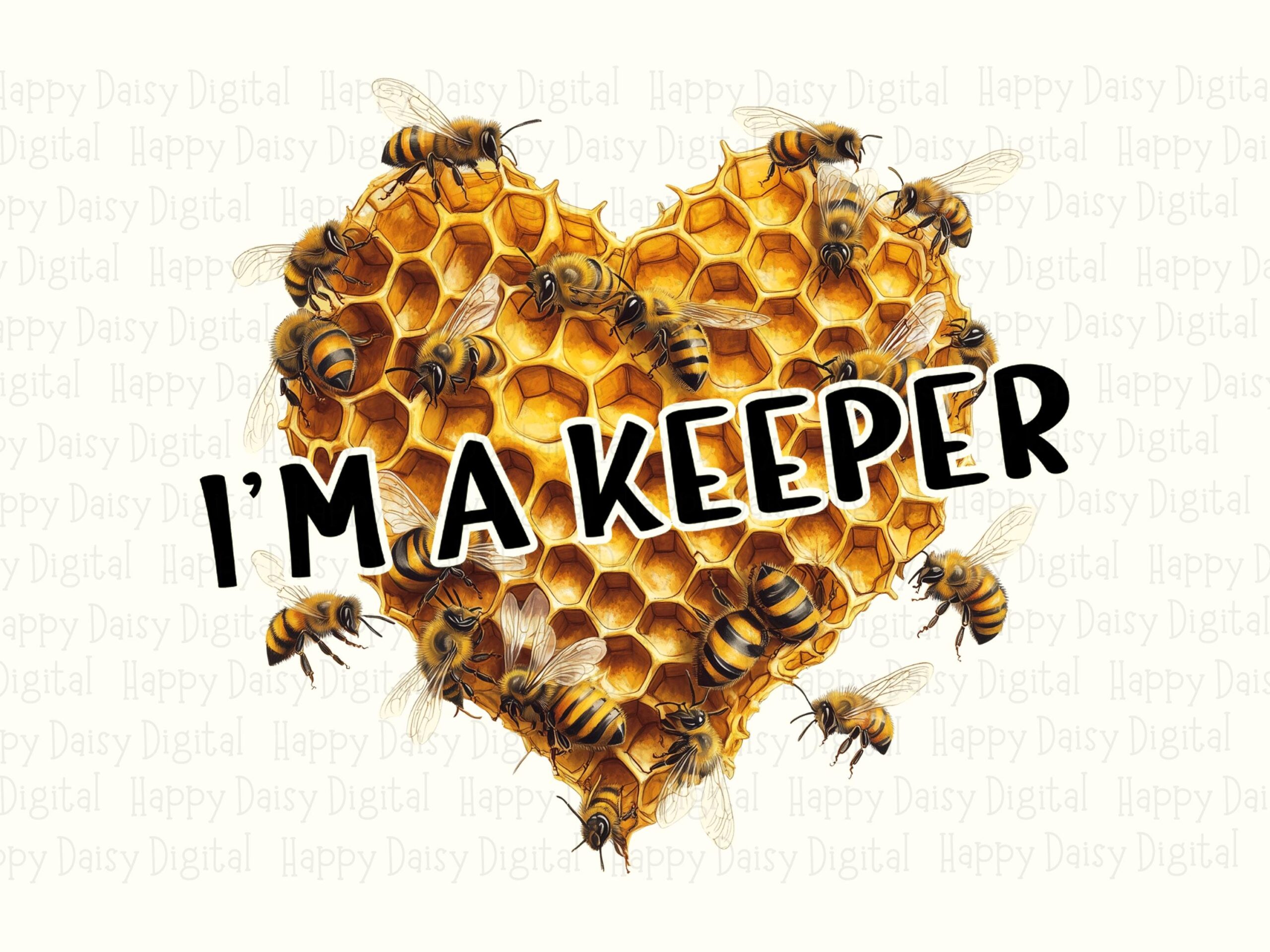 Im A Keeper Png, Honeycomb Heart Bee Design, Sublimation File | 300 DPI, Transparent, Commercial Use, POD - Image 2