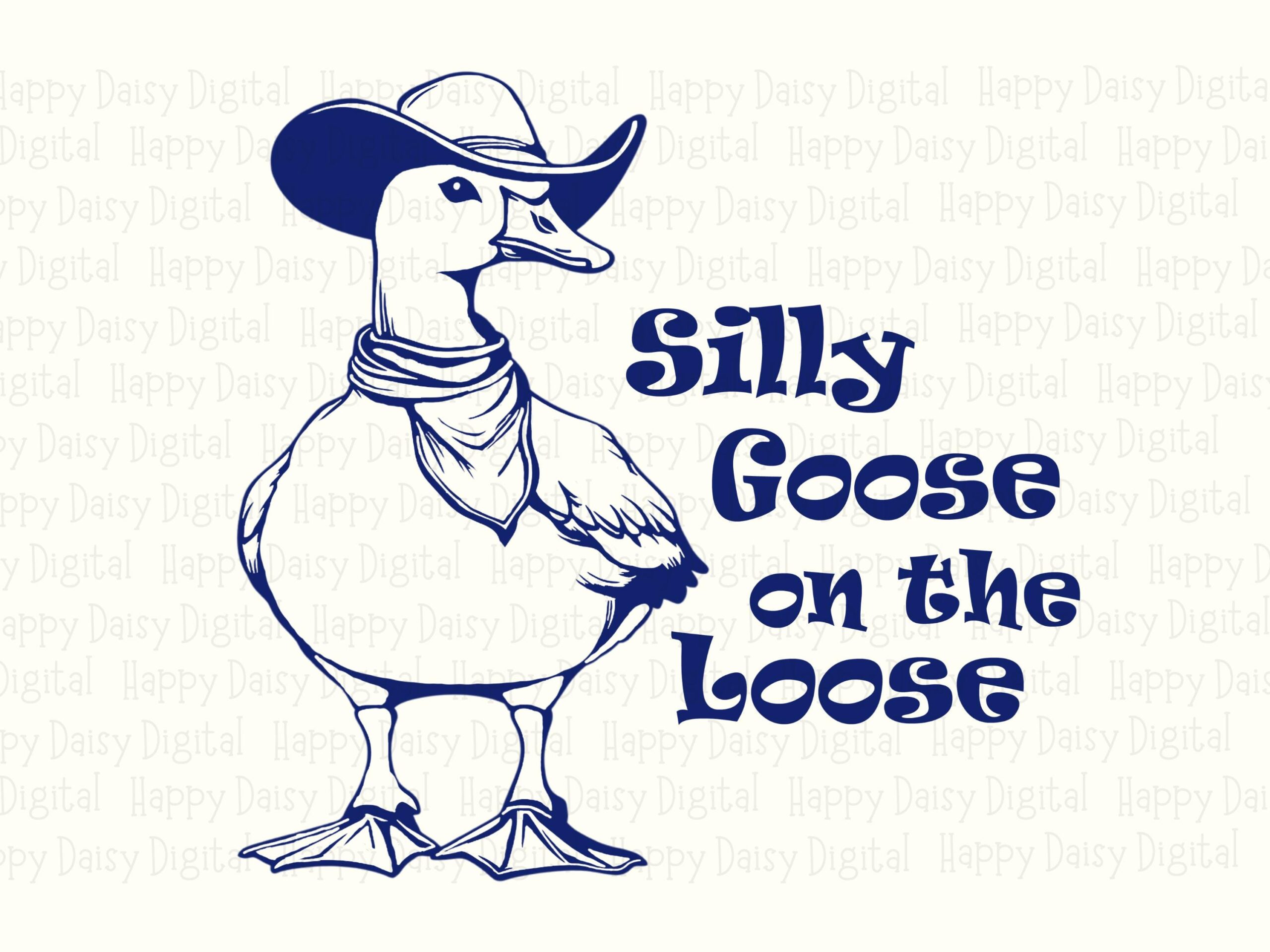 Western Goose PNG, Retro Cowboy Sublimation File | Navy Line Art, 300 DPI, Transparent Background - Image 2