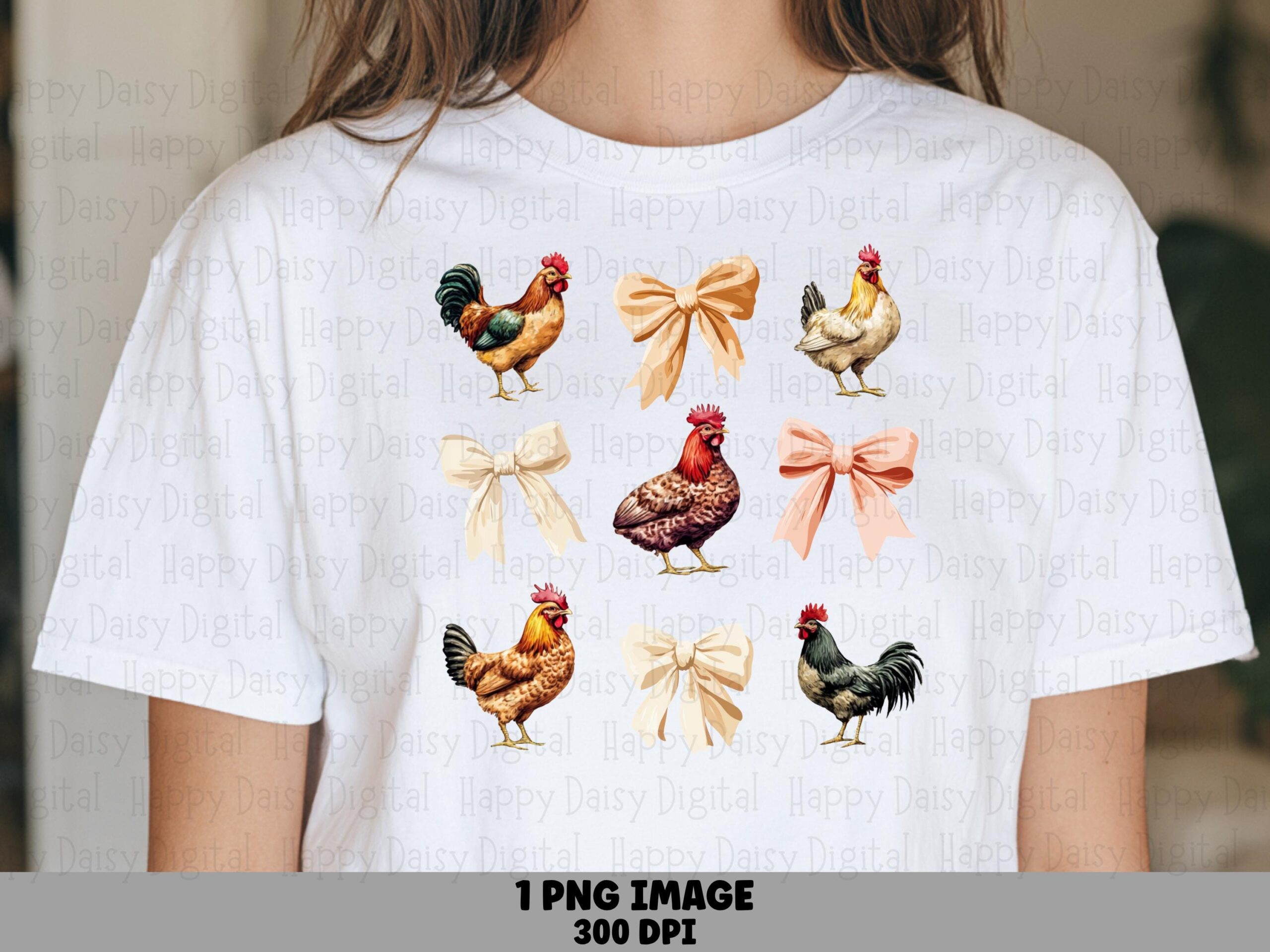 Chicken Grid With Bows PNG | Sublimation Commercial Use POD