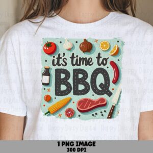 Bbq Time Png, Lettered Grill Quote, Barbecue Clipart - Steak Corn Tomato, Sublimation | Commercial Use, 300 DPI
